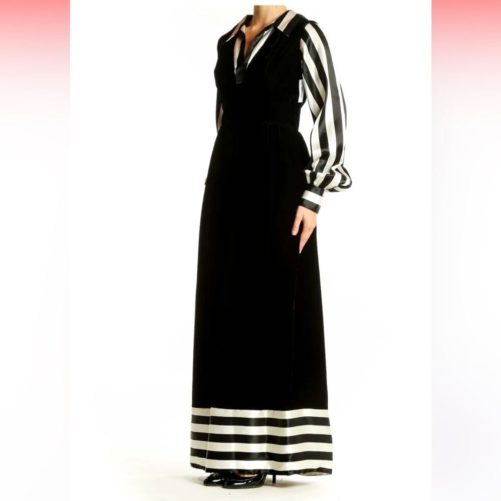 Vintage Black and White Striped Maxi Dress - Picture 2 of 6
